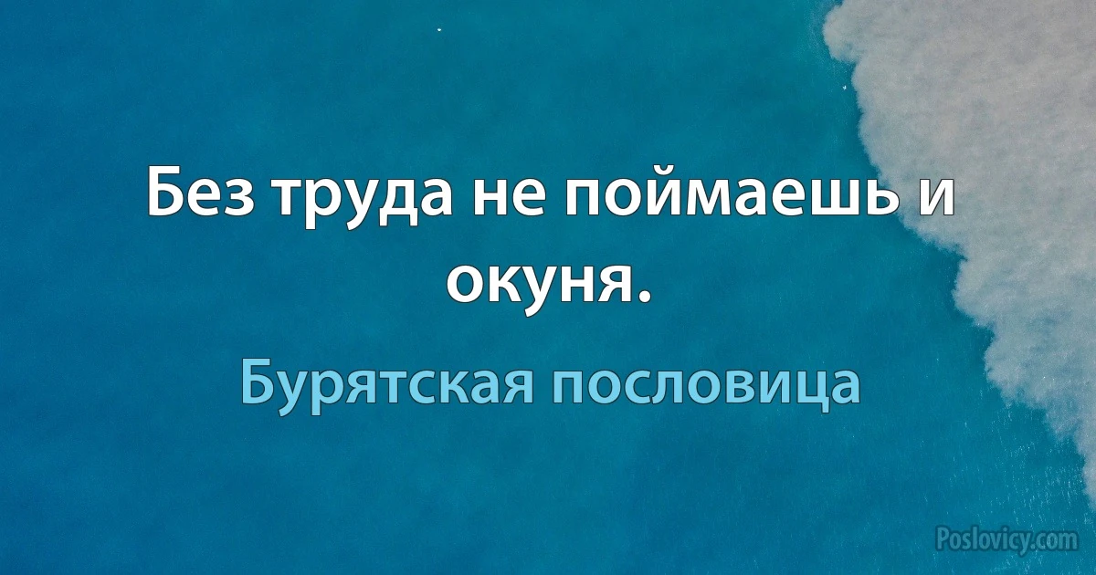 Без труда не поймаешь и окуня. (Бурятская пословица)