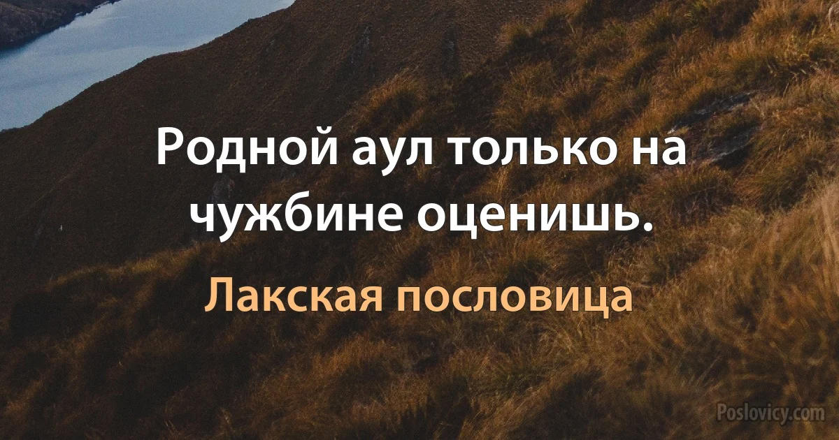 Родной аул только на чужбине оценишь. (Лакская пословица)