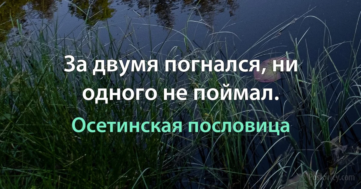 За двумя погнался, ни одного не поймал. (Осетинская пословица)