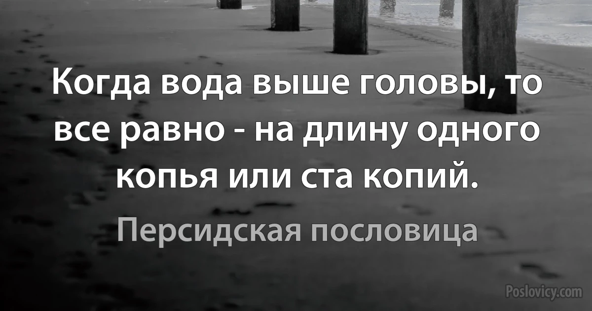 Когда вода выше головы, то все равно - на длину одного копья или ста копий. (Персидская пословица)