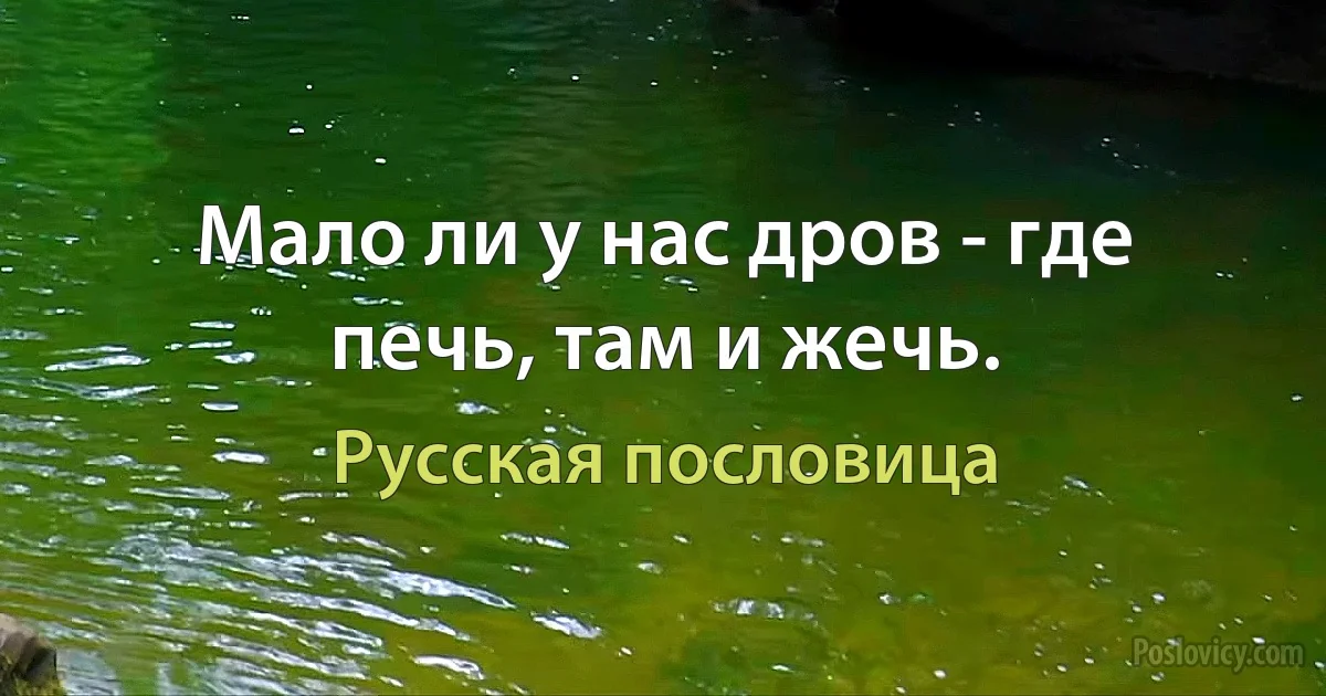 Мало ли у нас дров - где печь, там и жечь. (Русская пословица)