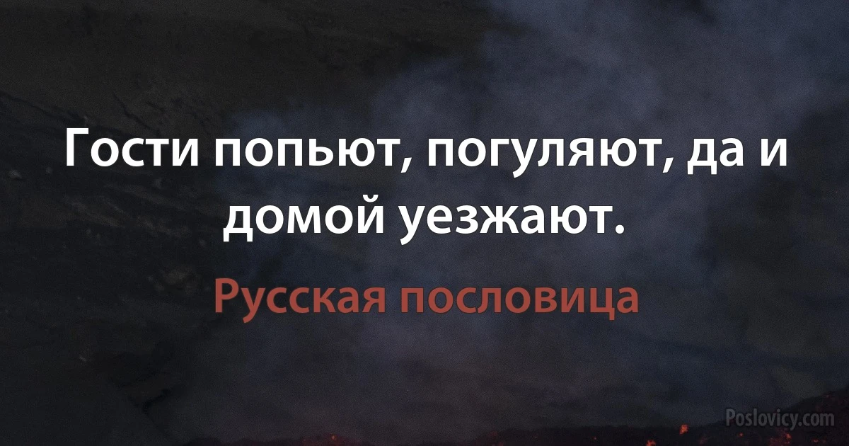 Гости попьют, погуляют, да и домой уезжают. (Русская пословица)