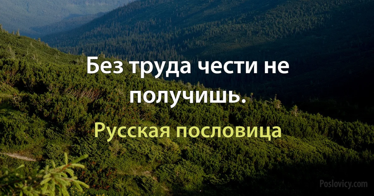 Без труда чести не получишь. (Русская пословица)