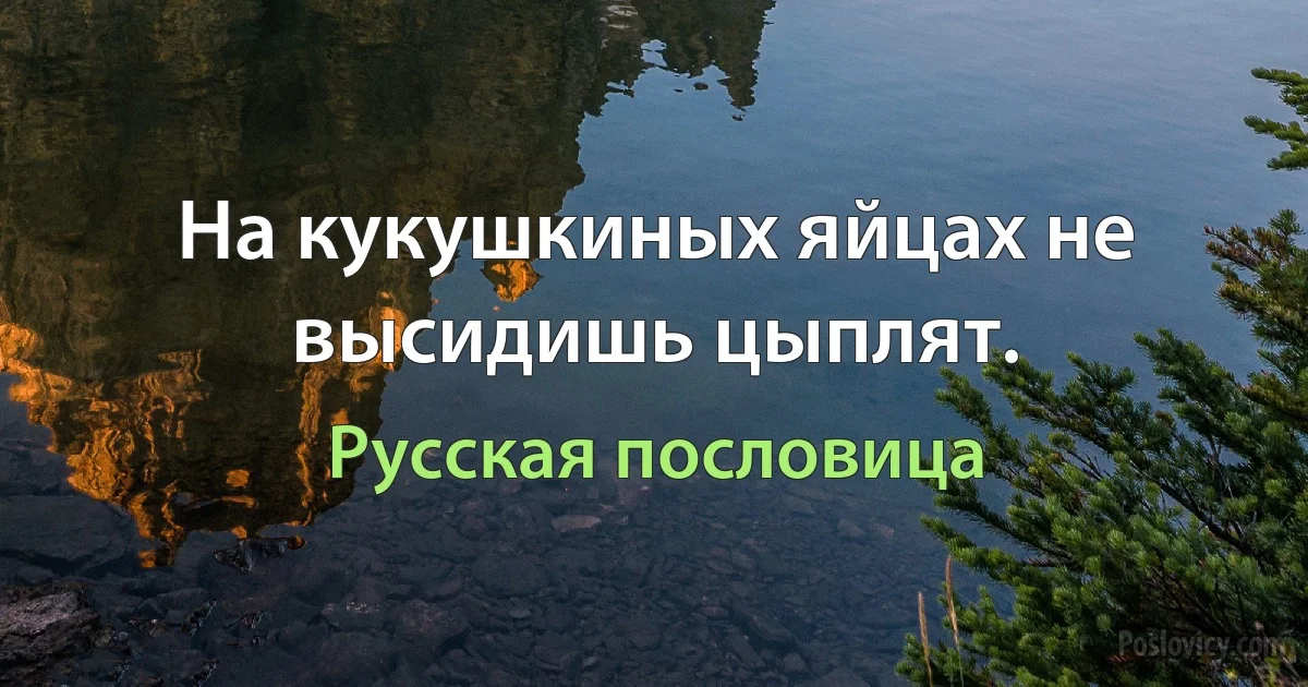 На кукушкиных яйцах не высидишь цыплят. (Русская пословица)