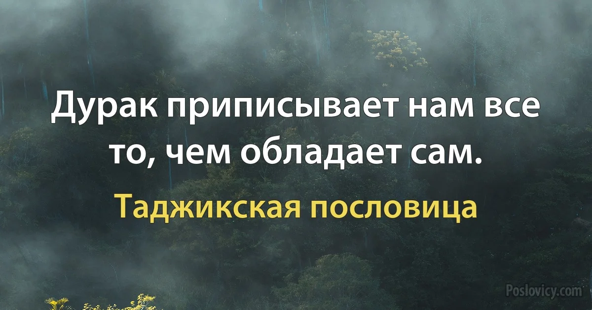 Дурак приписывает нам все то, чем обладает сам. (Таджикская пословица)