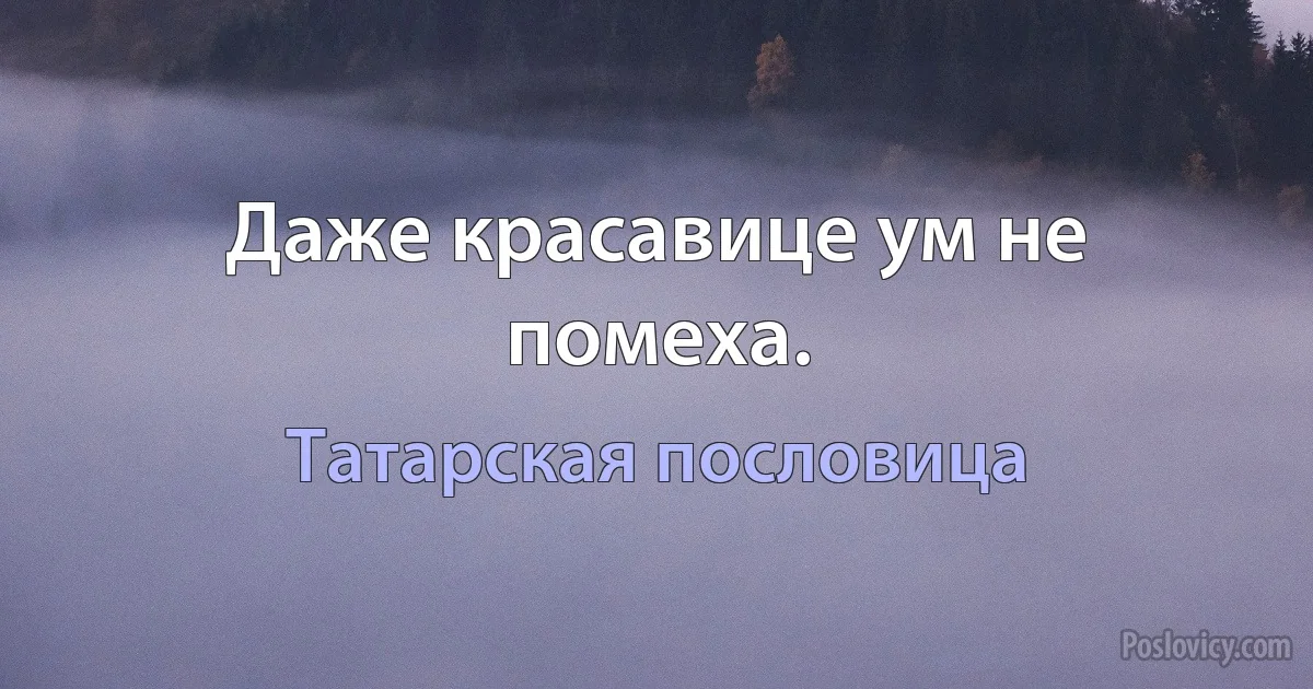 Даже красавице ум не помеха. (Татарская пословица)