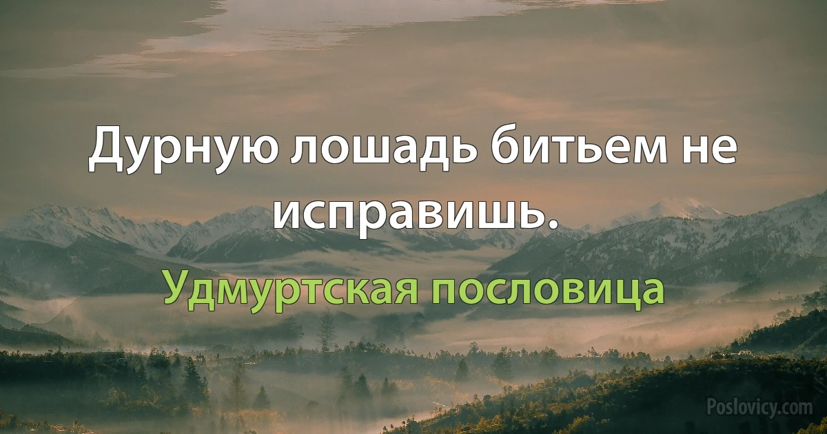 Дурную лошадь битьем не исправишь. (Удмуртская пословица)