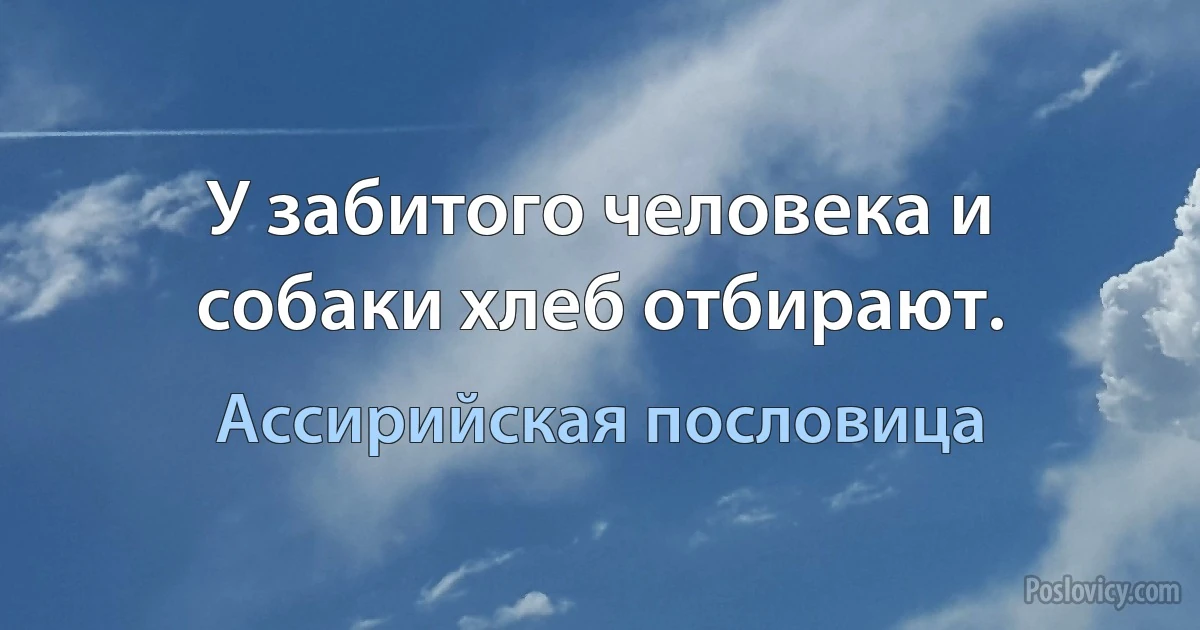 У забитого человека и собаки хлеб отбирают. (Ассирийская пословица)