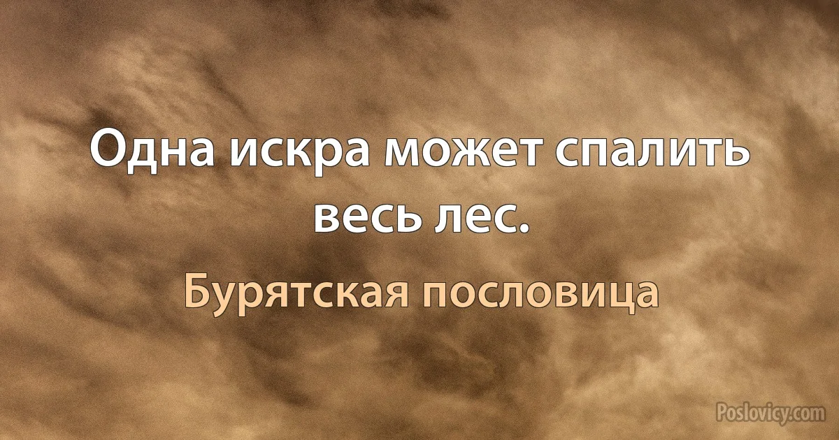 Одна искра может спалить весь лес. (Бурятская пословица)