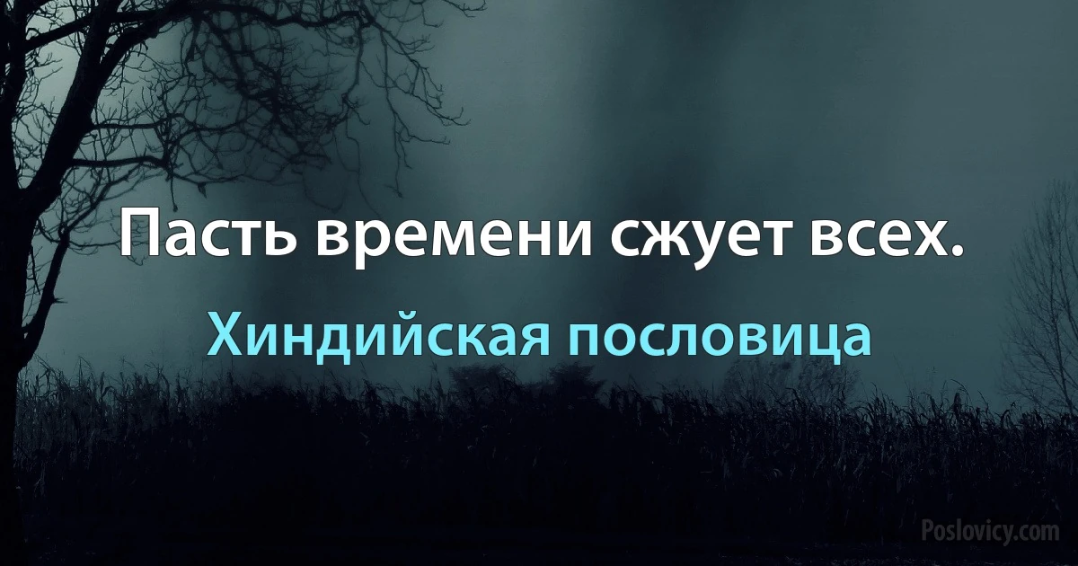 Пасть времени сжует всех. (Хиндийская пословица)