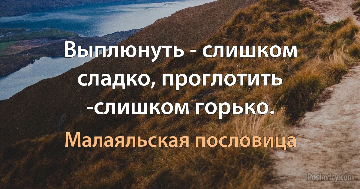 Выплюнуть - слишком сладко, проглотить -слишком горько. (Малаяльская пословица)