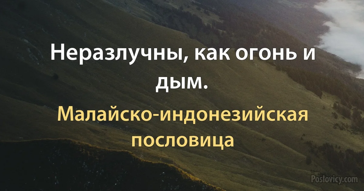 Неразлучны, как огонь и дым. (Малайско-индонезийская пословица)