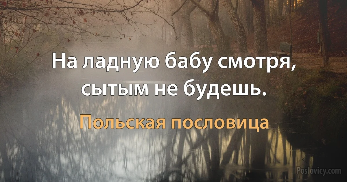 На ладную бабу смотря, сытым не будешь. (Польская пословица)