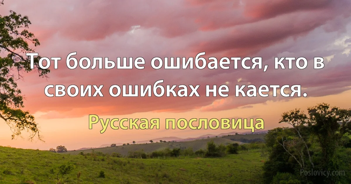 Тот больше ошибается, кто в своих ошибках не кается. (Русская пословица)