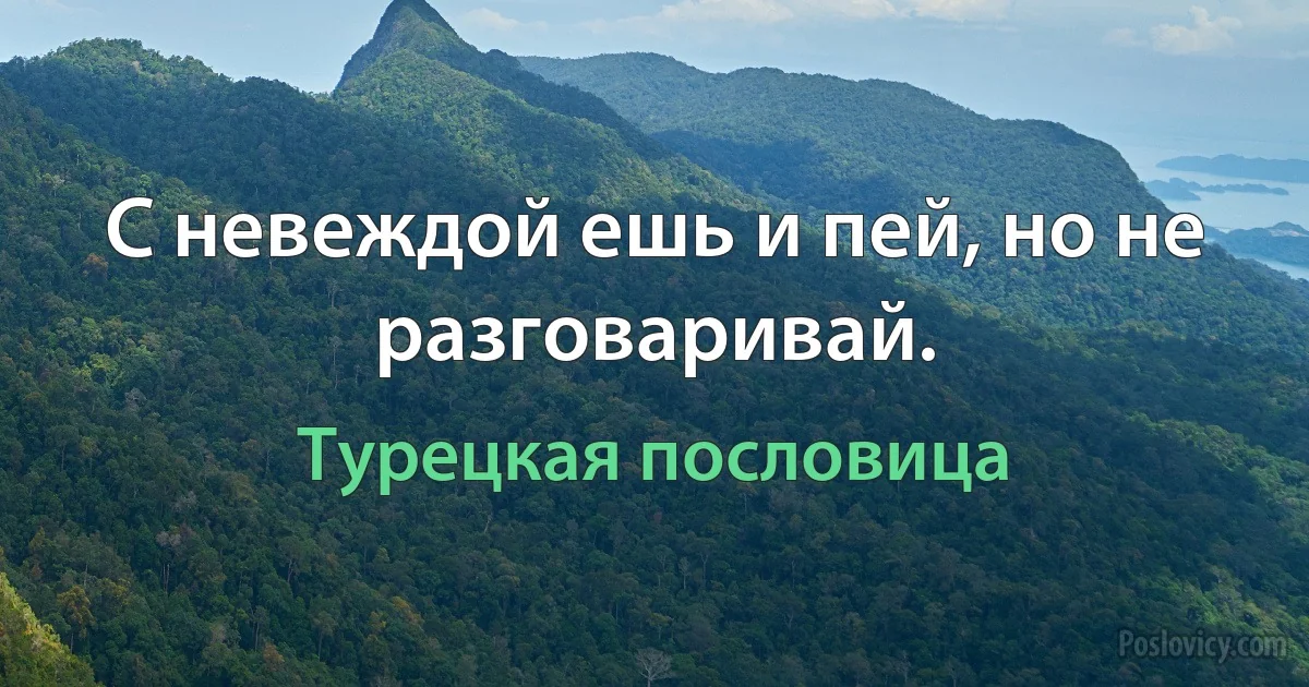 С невеждой ешь и пей, но не разговаривай. (Турецкая пословица)