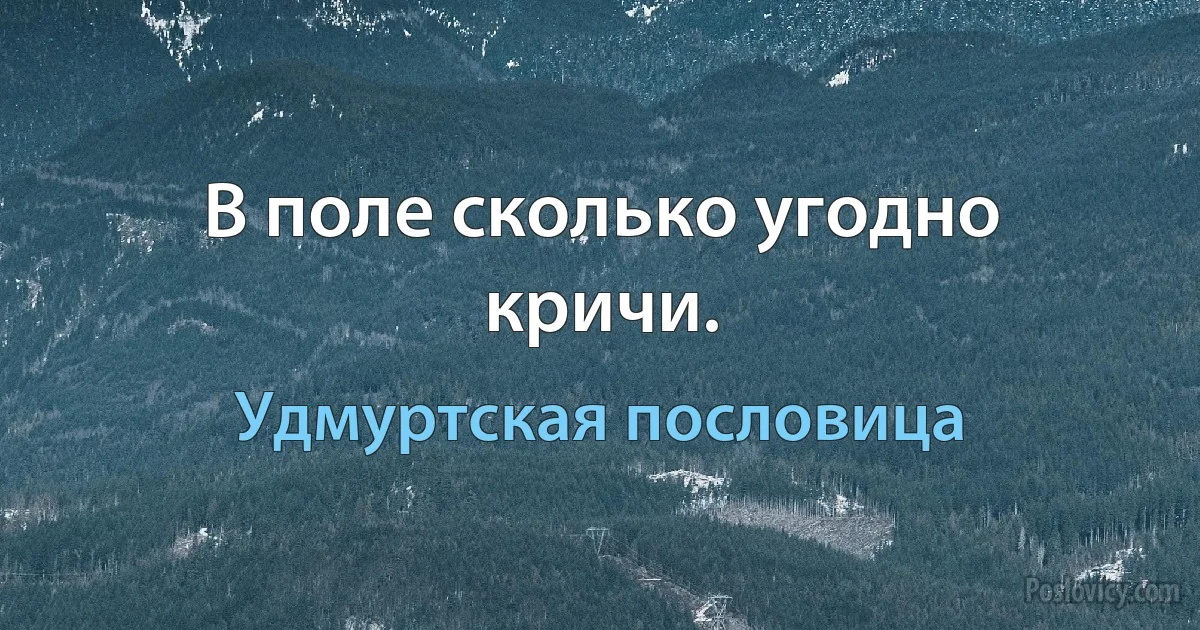 В поле сколько угодно кричи. (Удмуртская пословица)