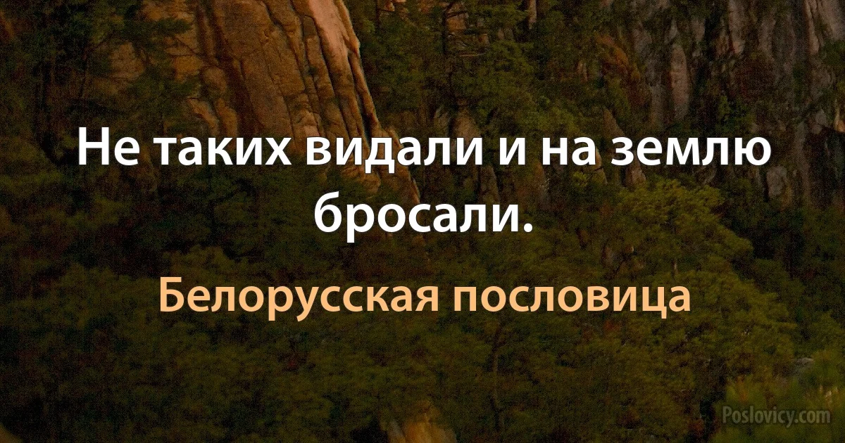 Не таких видали и на землю бросали. (Белорусская пословица)