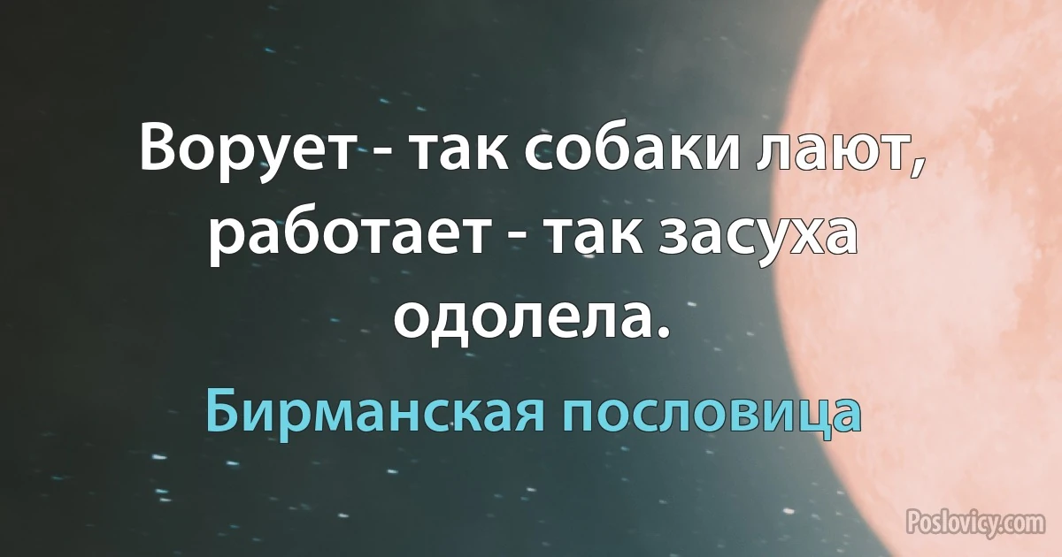 Ворует - так собаки лают, работает - так засуха одолела. (Бирманская пословица)