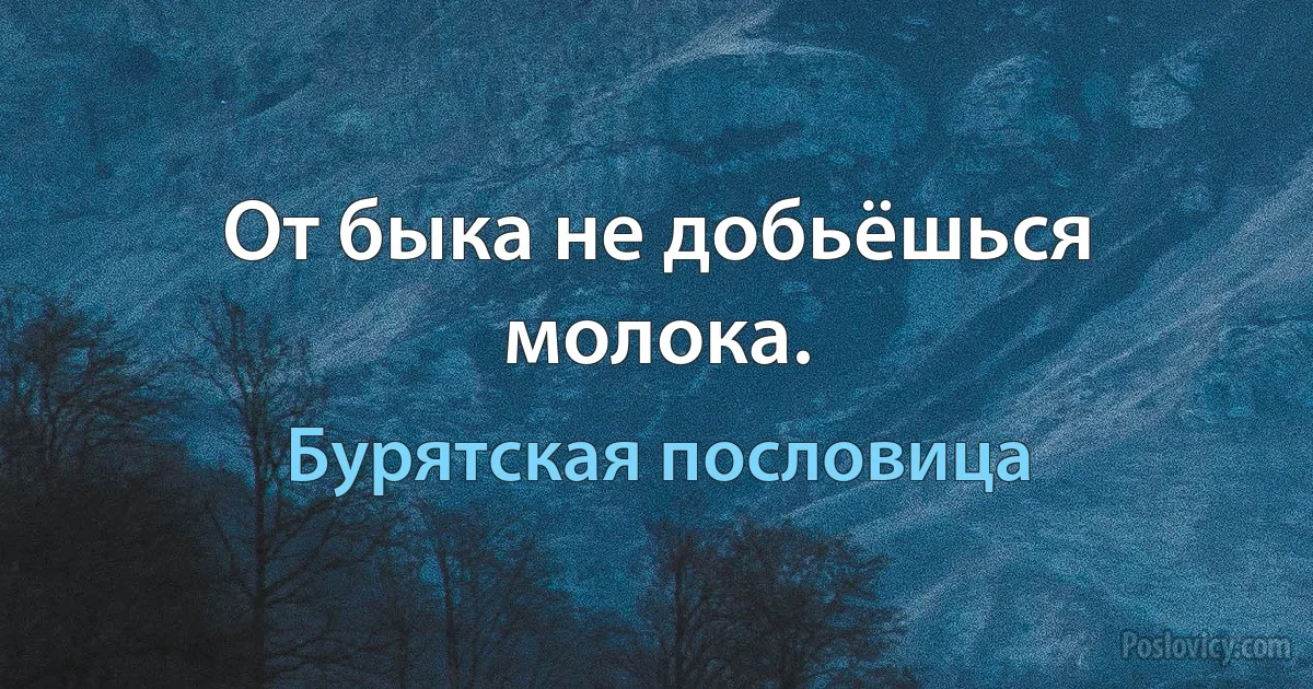 От быка не добьёшься молока. (Бурятская пословица)