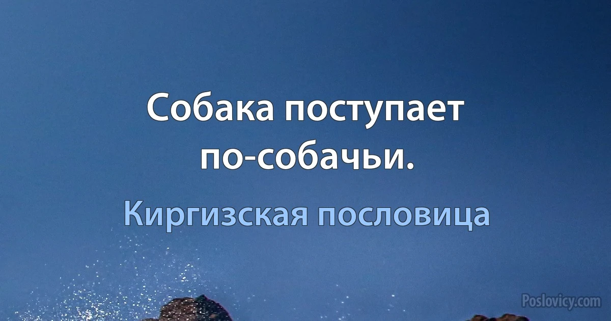 Собака поступает по-собачьи. (Киргизская пословица)