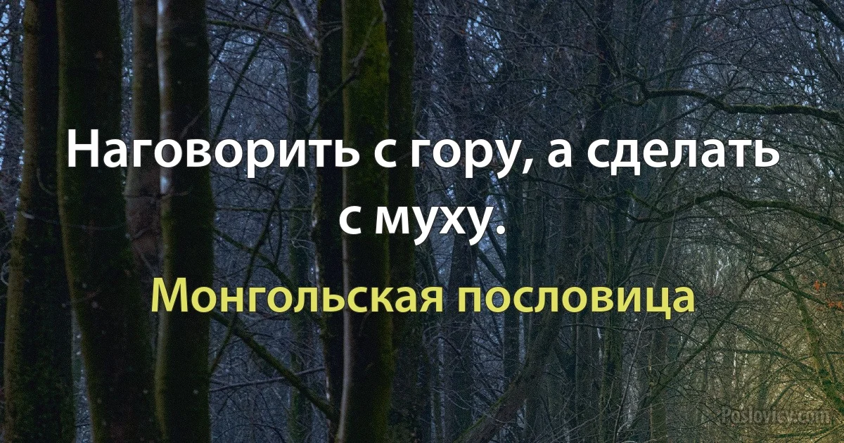 Наговорить с гору, а сделать с муху. (Монгольская пословица)