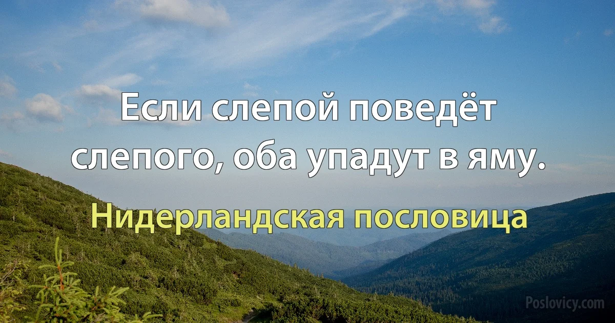 Если слепой поведёт слепого, оба упадут в яму. (Нидерландская пословица)