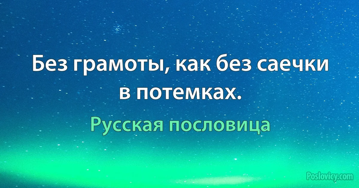 Без грамоты, как без саечки в потемках. (Русская пословица)