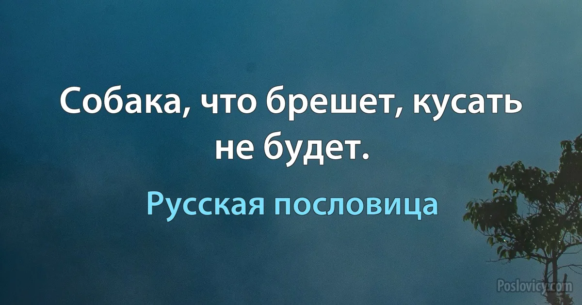 Собака, что брешет, кусать не будет. (Русская пословица)