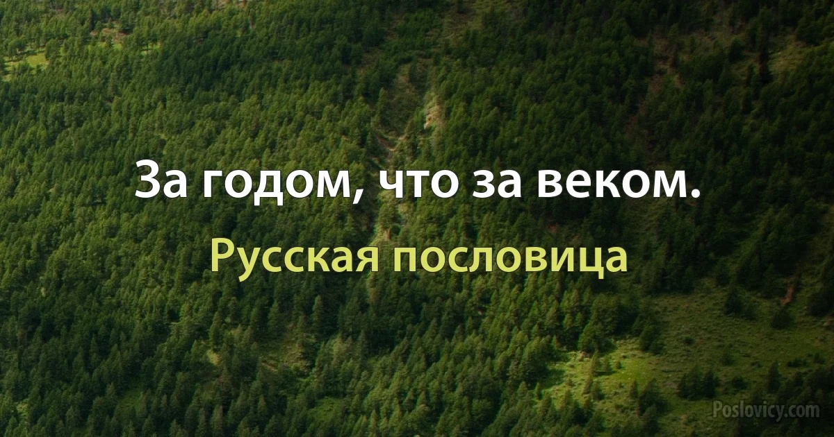 За годом, что за веком. (Русская пословица)