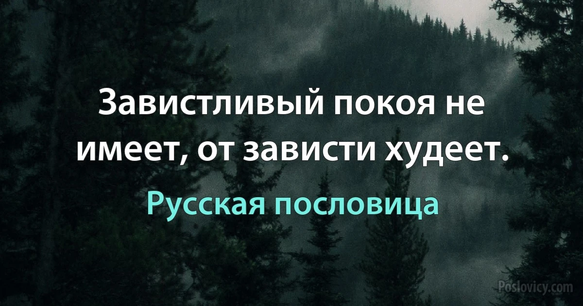 Завистливый покоя не имеет, от зависти худеет. (Русская пословица)