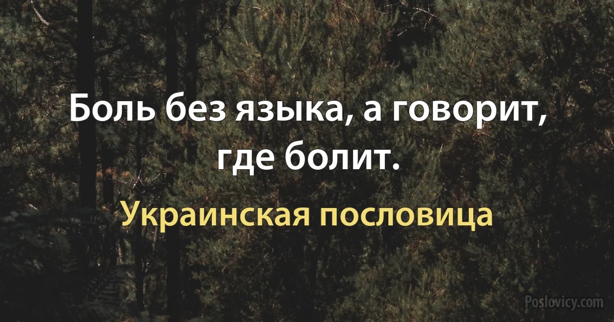 Боль без языка, а говорит, где болит. (Украинская пословица)