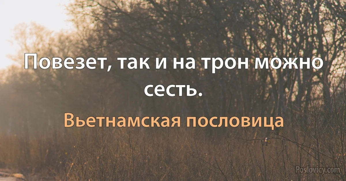 Повезет, так и на трон можно сесть. (Вьетнамская пословица)