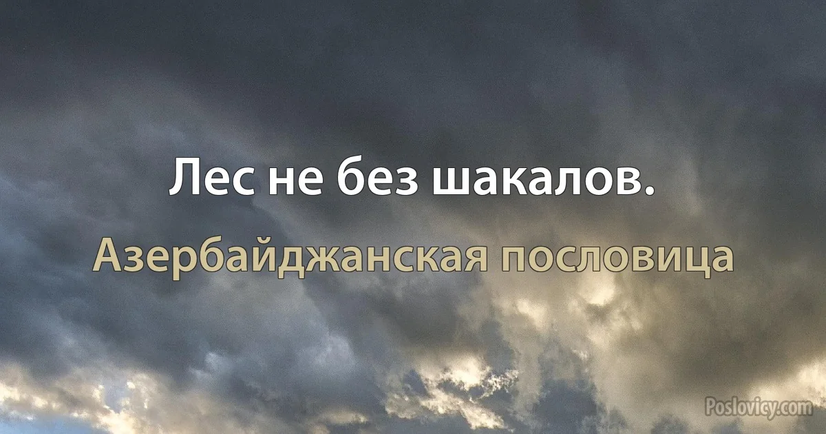 Лес не без шакалов. (Азербайджанская пословица)