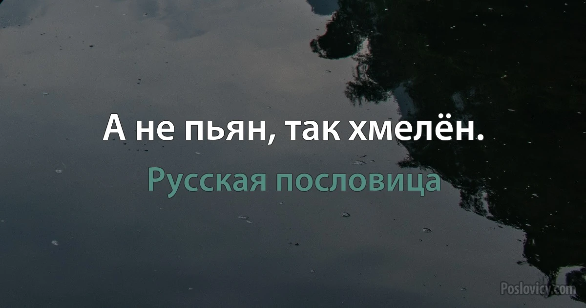 А не пьян, так хмелён. (Русская пословица)