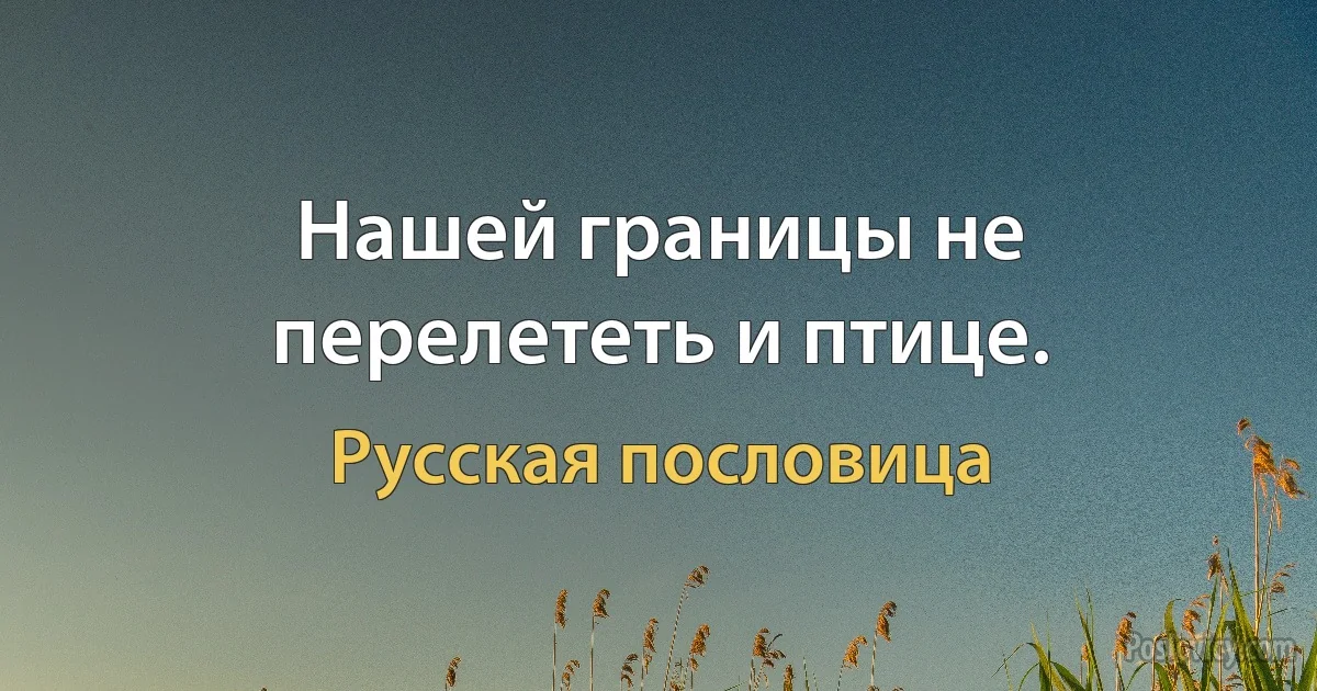 Нашей границы не перелететь и птице. (Русская пословица)