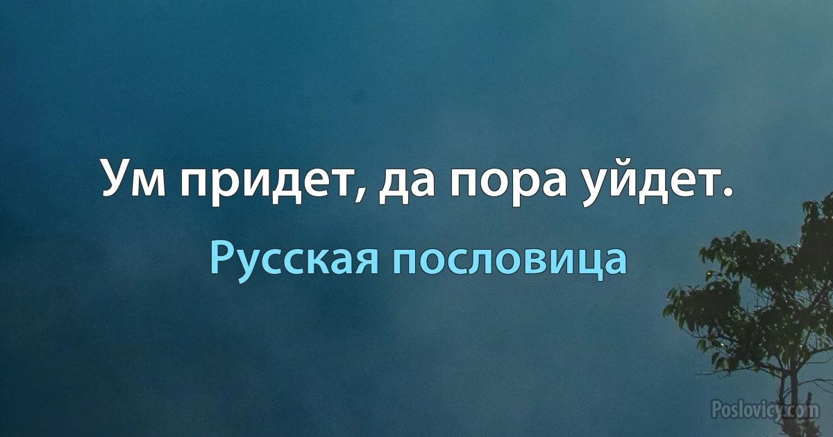 Ум придет, да пора уйдет. (Русская пословица)