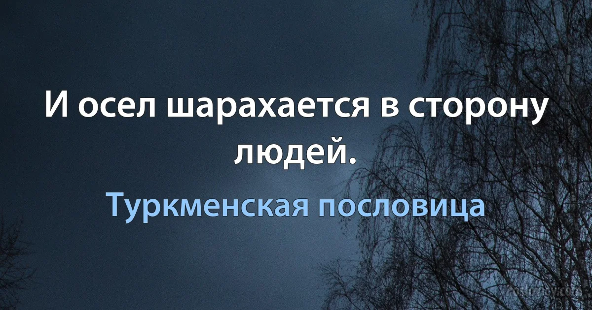 И осел шарахается в сторону людей. (Туркменская пословица)