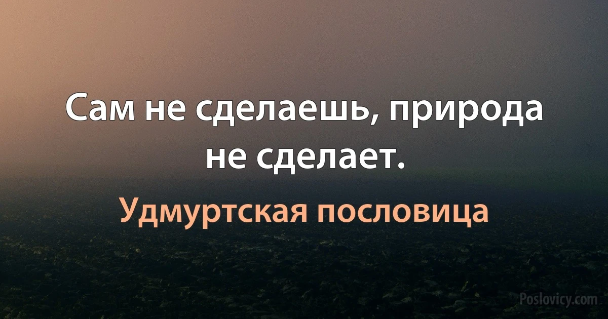 Сам не сделаешь, природа не сделает. (Удмуртская пословица)