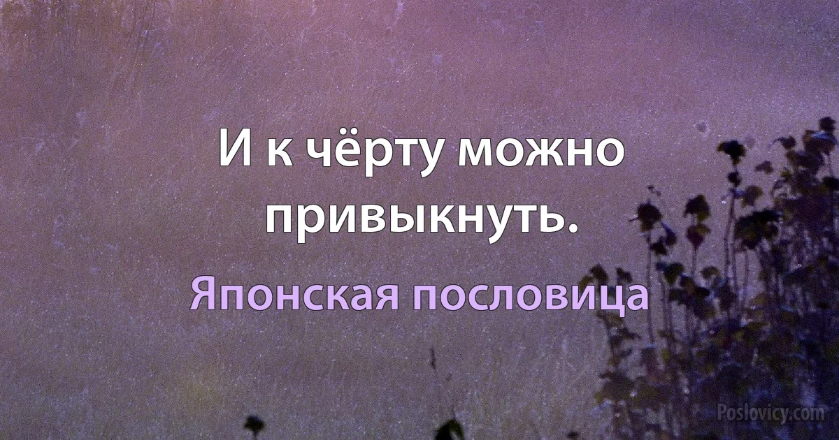 И к чёрту можно привыкнуть. (Японская пословица)