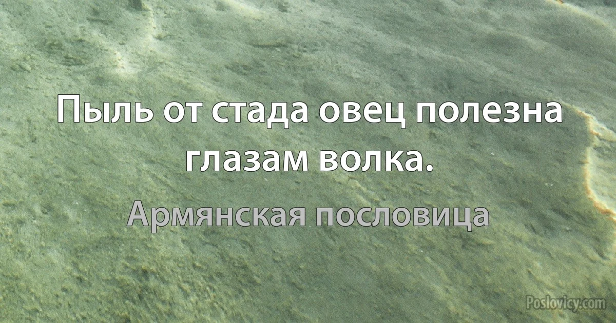 Пыль от стада овец полезна глазам волка. (Армянская пословица)