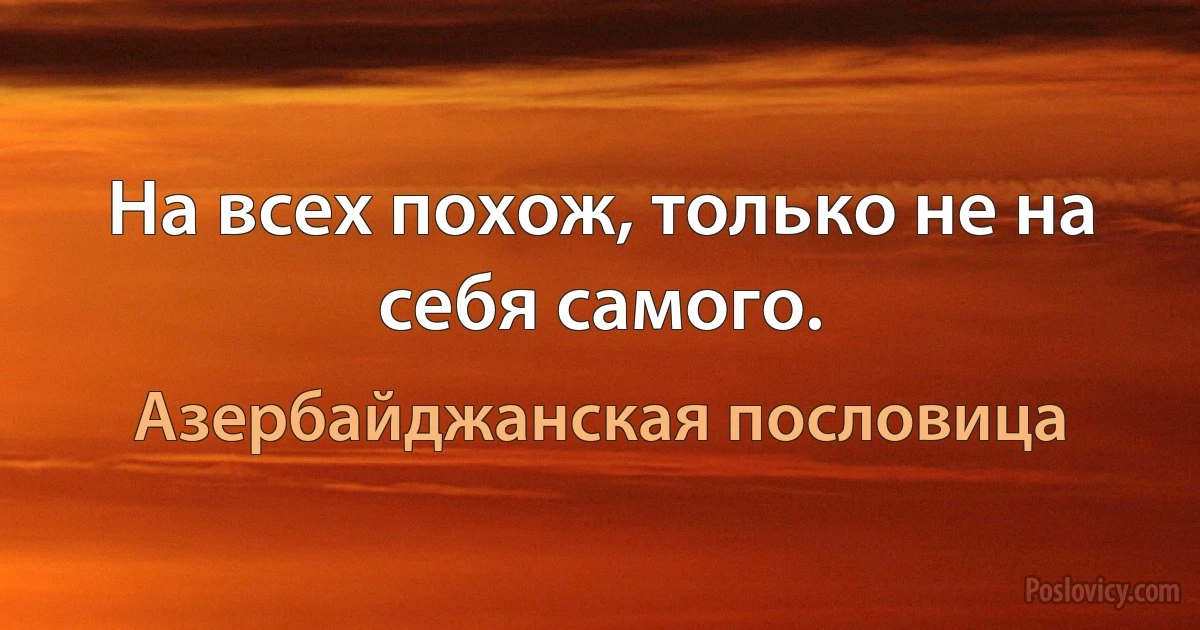 На всех похож, только не на себя самого. (Азербайджанская пословица)