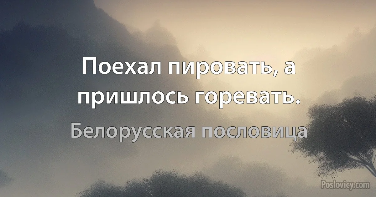 Поехал пировать, а пришлось горевать. (Белорусская пословица)