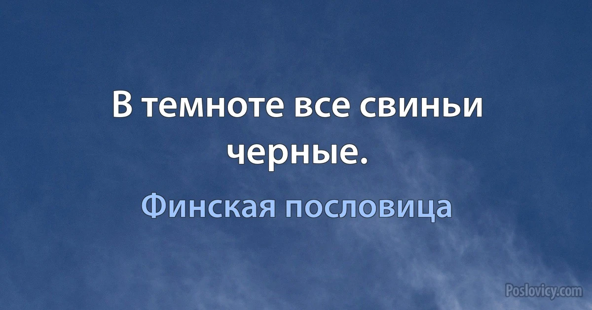 В темноте все свиньи черные. (Финская пословица)