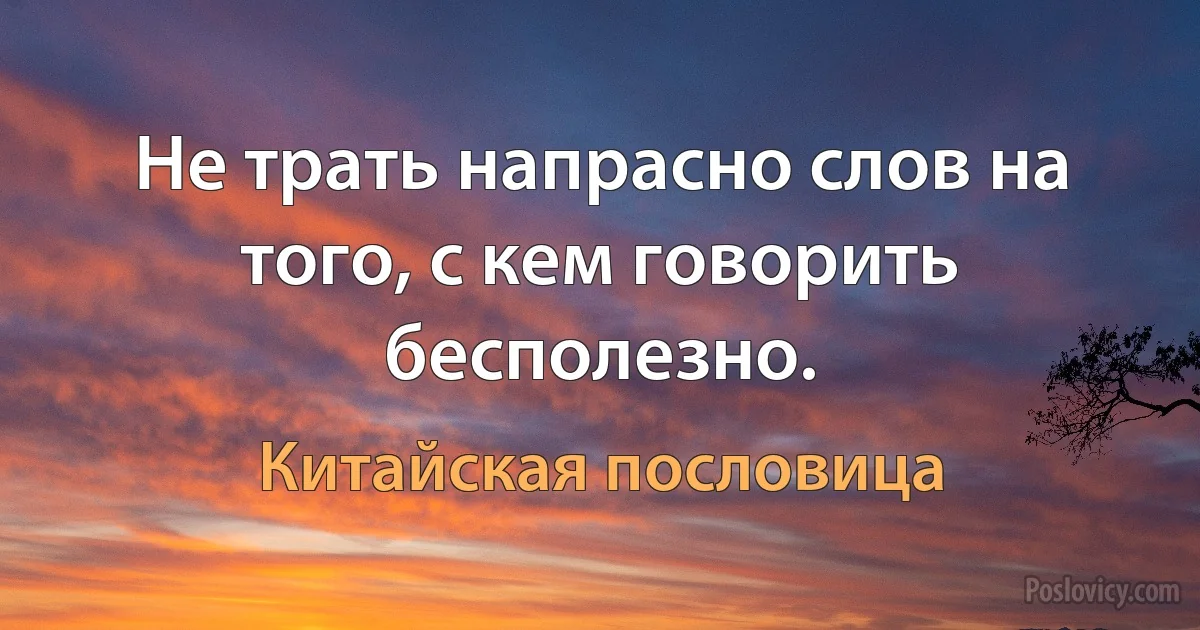 Не трать напрасно слов на того, с кем говорить бесполезно. (Китайская пословица)