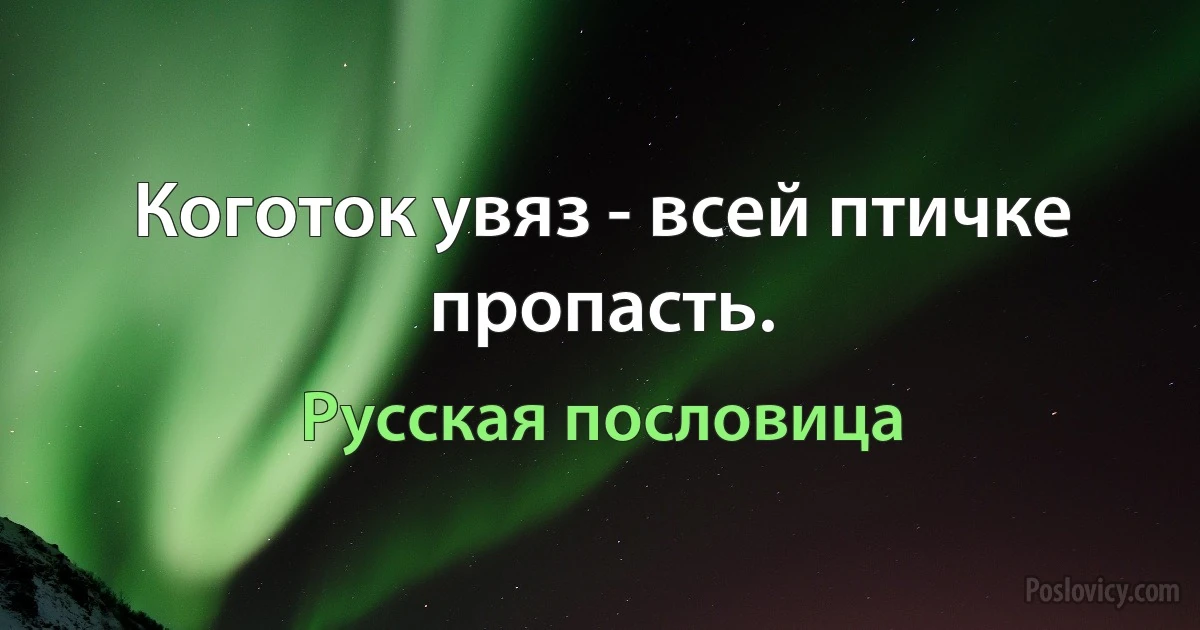 Коготок увяз - всей птичке пропасть. (Русская пословица)