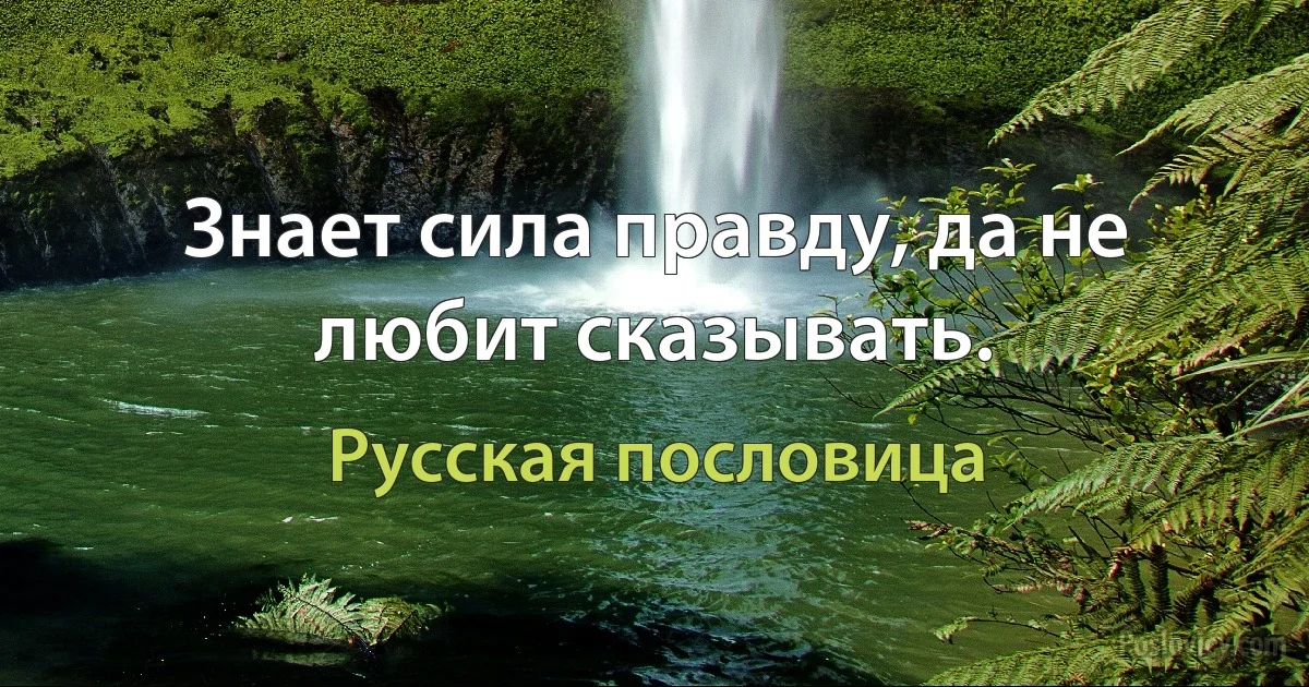 Знает сила правду, да не любит сказывать. (Русская пословица)