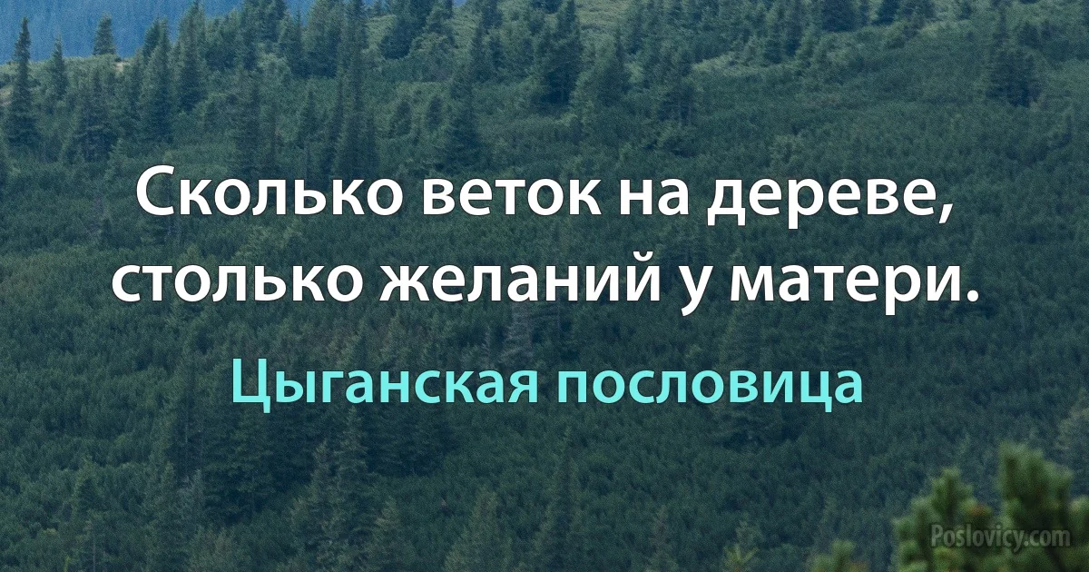 Сколько веток на дереве, столько желаний у матери. (Цыганская пословица)