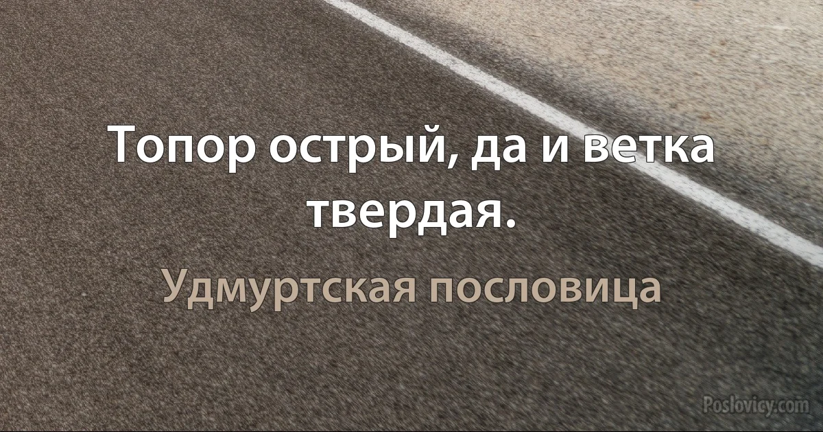 Топор острый, да и ветка твердая. (Удмуртская пословица)