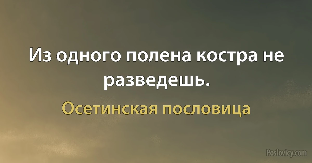 Из одного полена костра не разведешь. (Осетинская пословица)