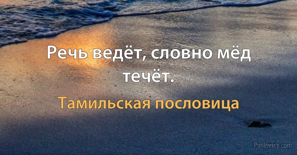 Речь ведёт, словно мёд течёт. (Тамильская пословица)